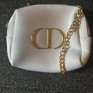 AUTH DIOR White Square Bag - *new!!* — Make-up Pouch Converted To Shoulder Bag!